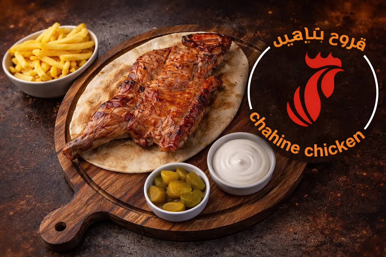 نصف فروج مشوي عالفحم